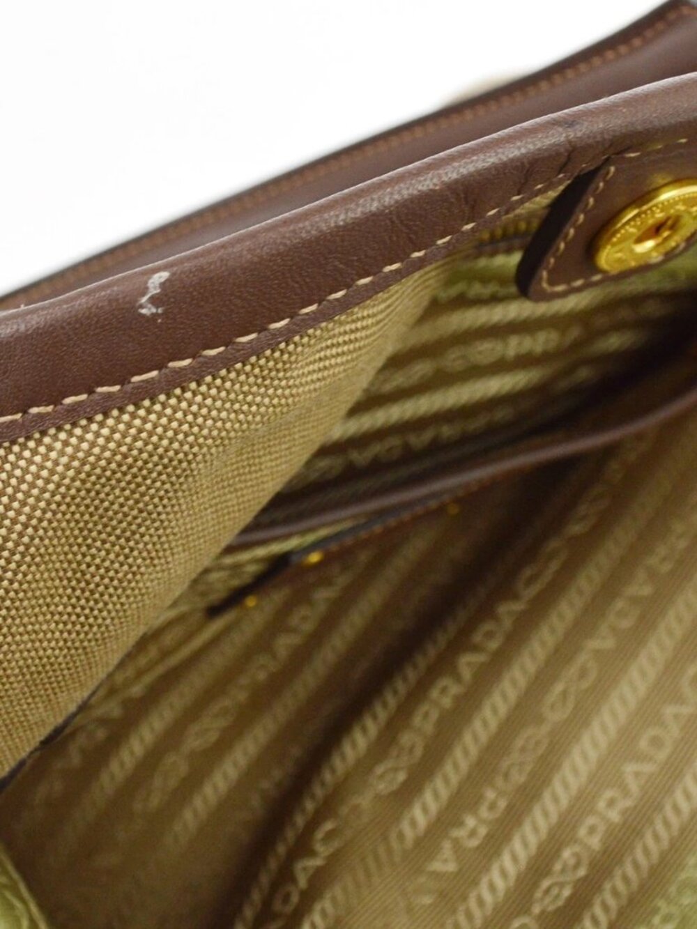 Prada Brown Logo Jacquard Tote Bag - Picture 11 of 11
